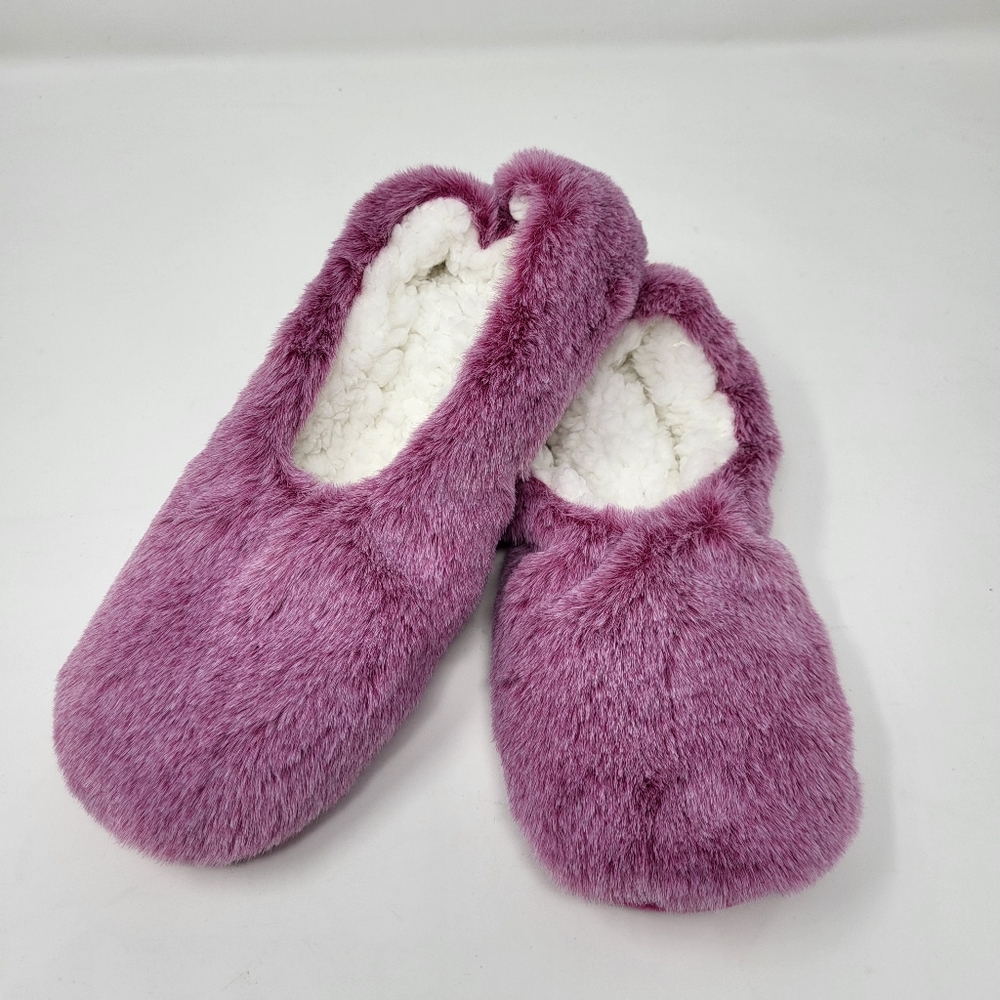 Auden Women Faux Fur Slipper Socks With‎ Grippers Purple Size M/L 8-10